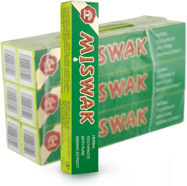 Pasta Dental Miswak India Original Sin Fluoruro - 6 Unidades (154g)