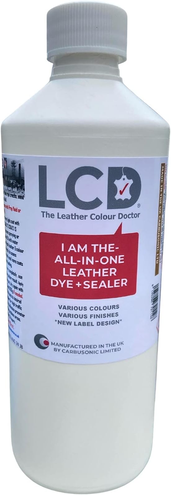 Leather dye colourant Stain All in one Leather Re-Colour, Re-Finish, Suitable for Sofas, Jackets, Car Seats, Shoes, Handbags 1 Litre (Black)