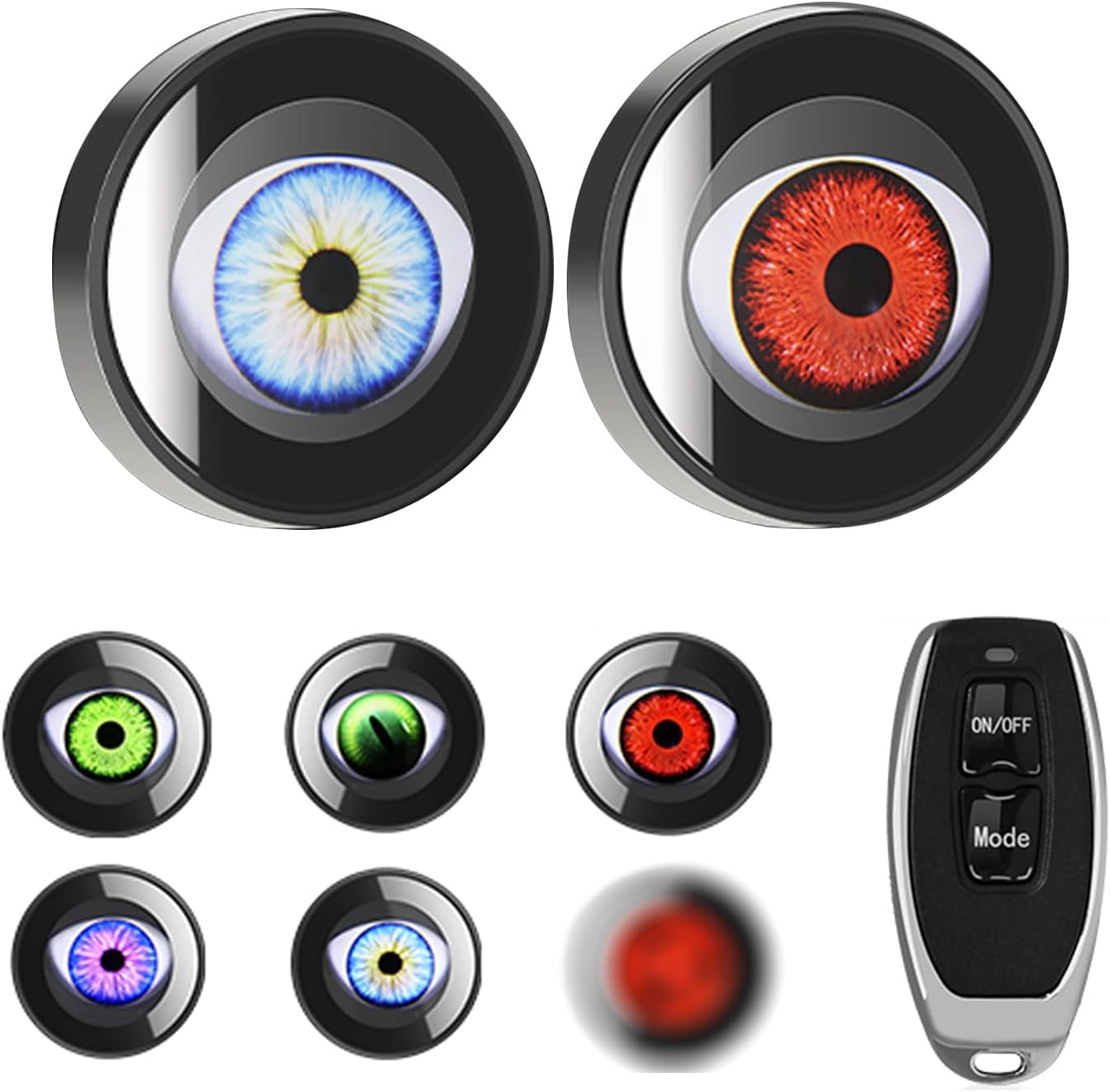 2 pezzi Devil Eyes Light per auto, luci LED per auto con controllo dell'interruttore, 6 modelli di Dynamic Devil Eye fari auto, fari da 12 V Accessori per auto, moto e camion (Tipo piatto)