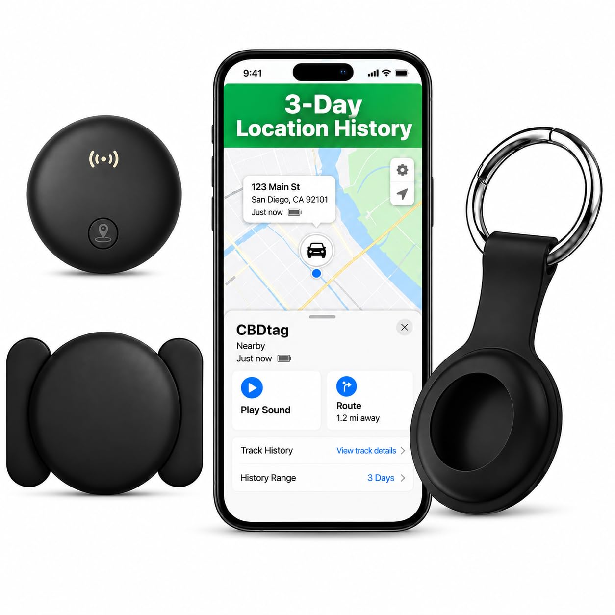 GPS Tracker for Vehicle, Undetectable Car Tracker for Android & iOS | 3-Day Location History, No Monthly Fee No SIM, IP68 Waterproof, Real-Time Tracking with Magnetic Case, 365-Day Battery Life
