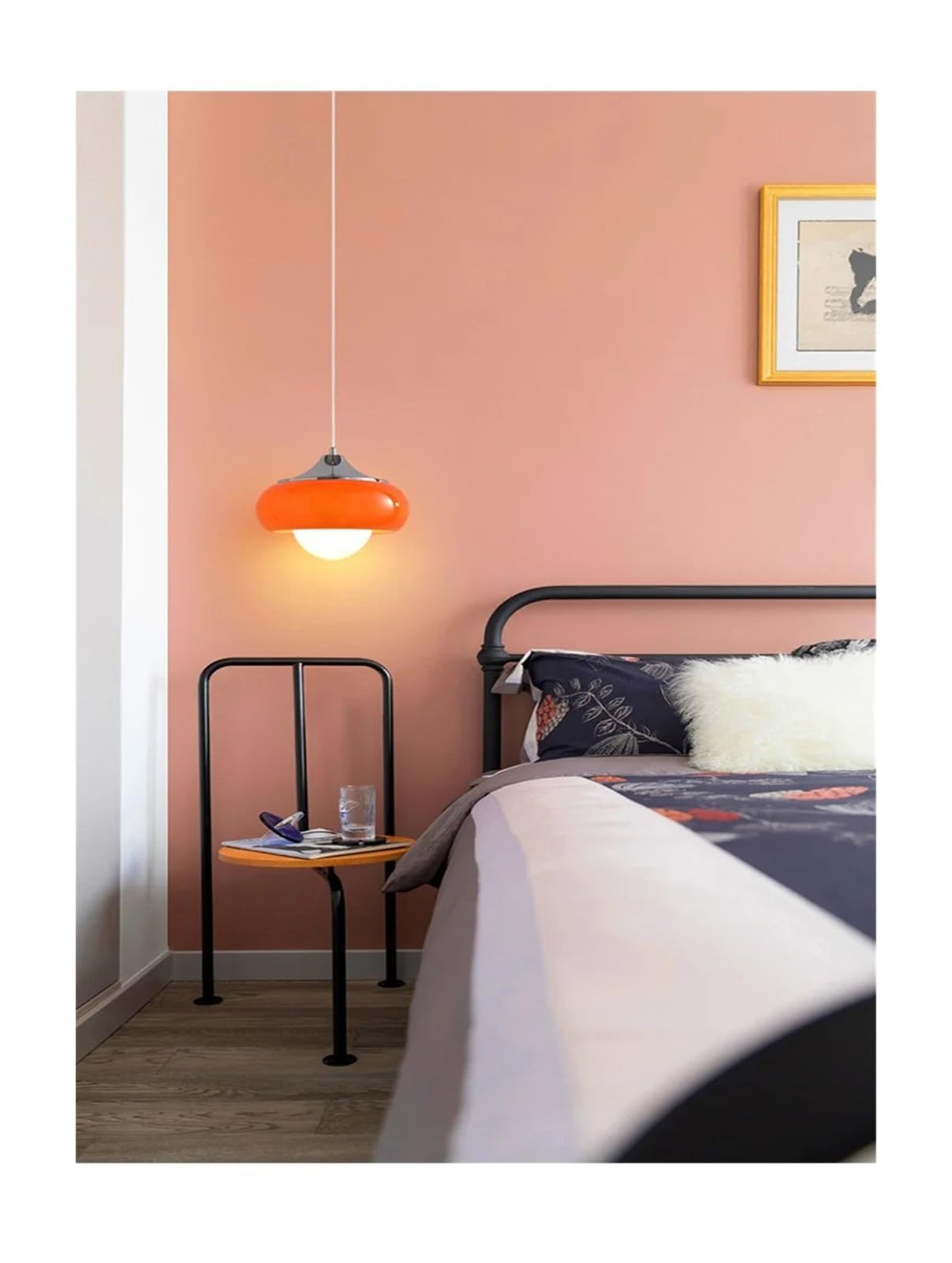 Bauhaus średniowieczny szklany żyrandol wiszący styl retro sypialnia stolik nocny salon design (czerwony, zimny)