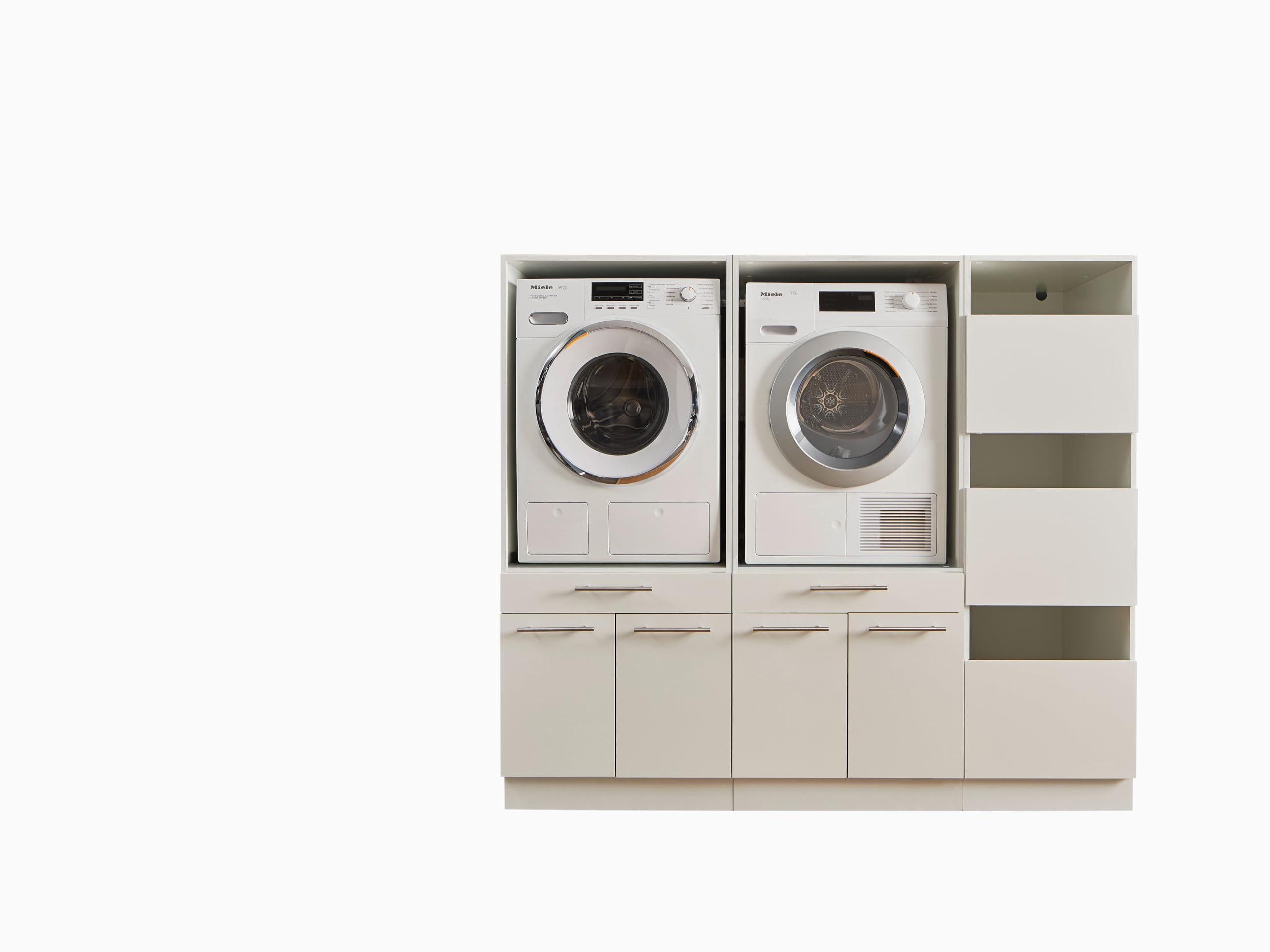 Laundreezy 2X Waschmaschinenschrank mit Wäscheschrank, Weiß - Waschmaschinen-Überbauschrank TÜV-Zertifiziert mit viel Stauraum - 185 x 162 x 67,5 cm (B/H/T)