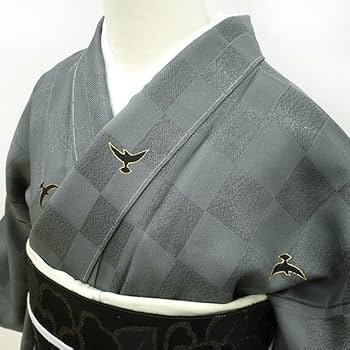 Amazon.co.jp: 斉藤三才 小紋 袷 着物 作家物 銀通し グレー