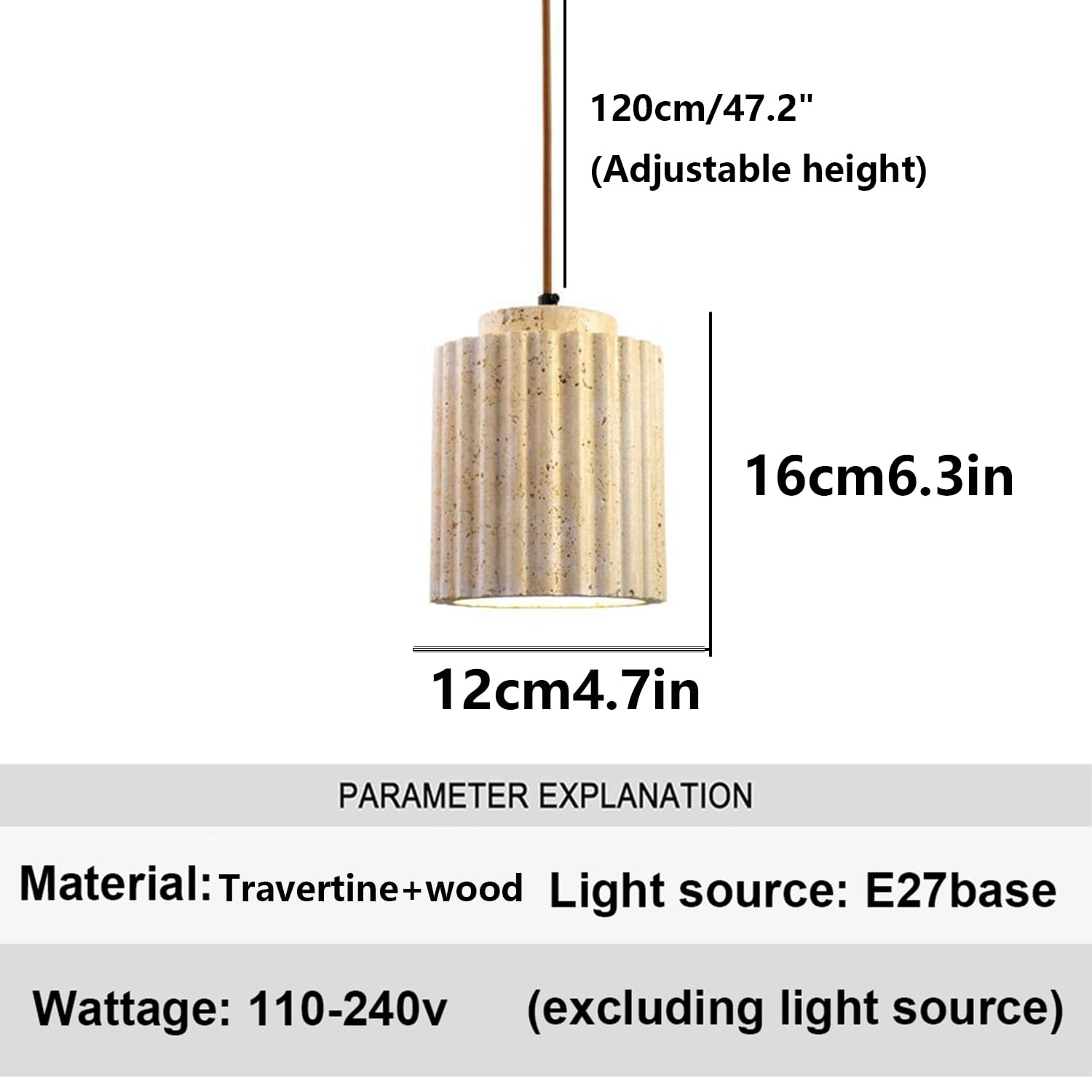Lampadario in travertino naturale Illuminazione domestica Lampada