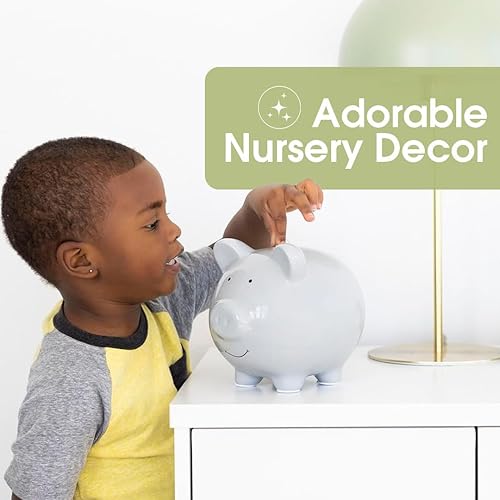 Miniatura 10 de Pearhead - Alcancía de cerámica de cerdito ideal como regalo Rosa con lunares blancos alcancía