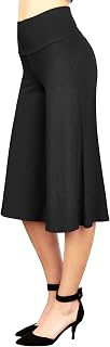 Made By Johnny Women's High Waist Wide Leg Palazzo Gaucho Capri Pants - Stretchy Soft Culottes S-5XL