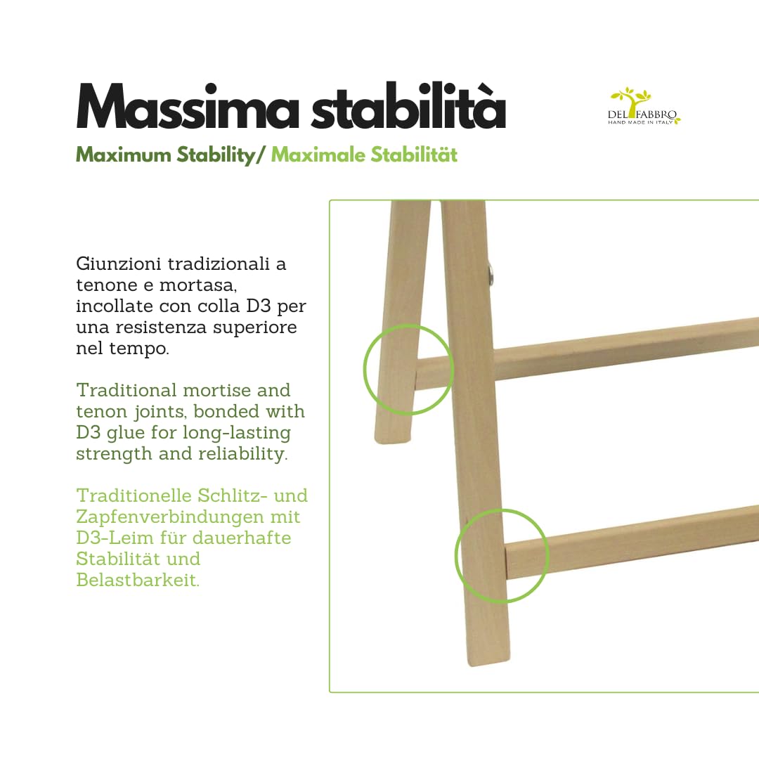 Del Fabbro Coppia Cavalletti da Lavoro Legno Faggio – Supporti Resistenti per Banco Lavoro e Fai da Te – Cavalletti Professionali (80x80 cm)