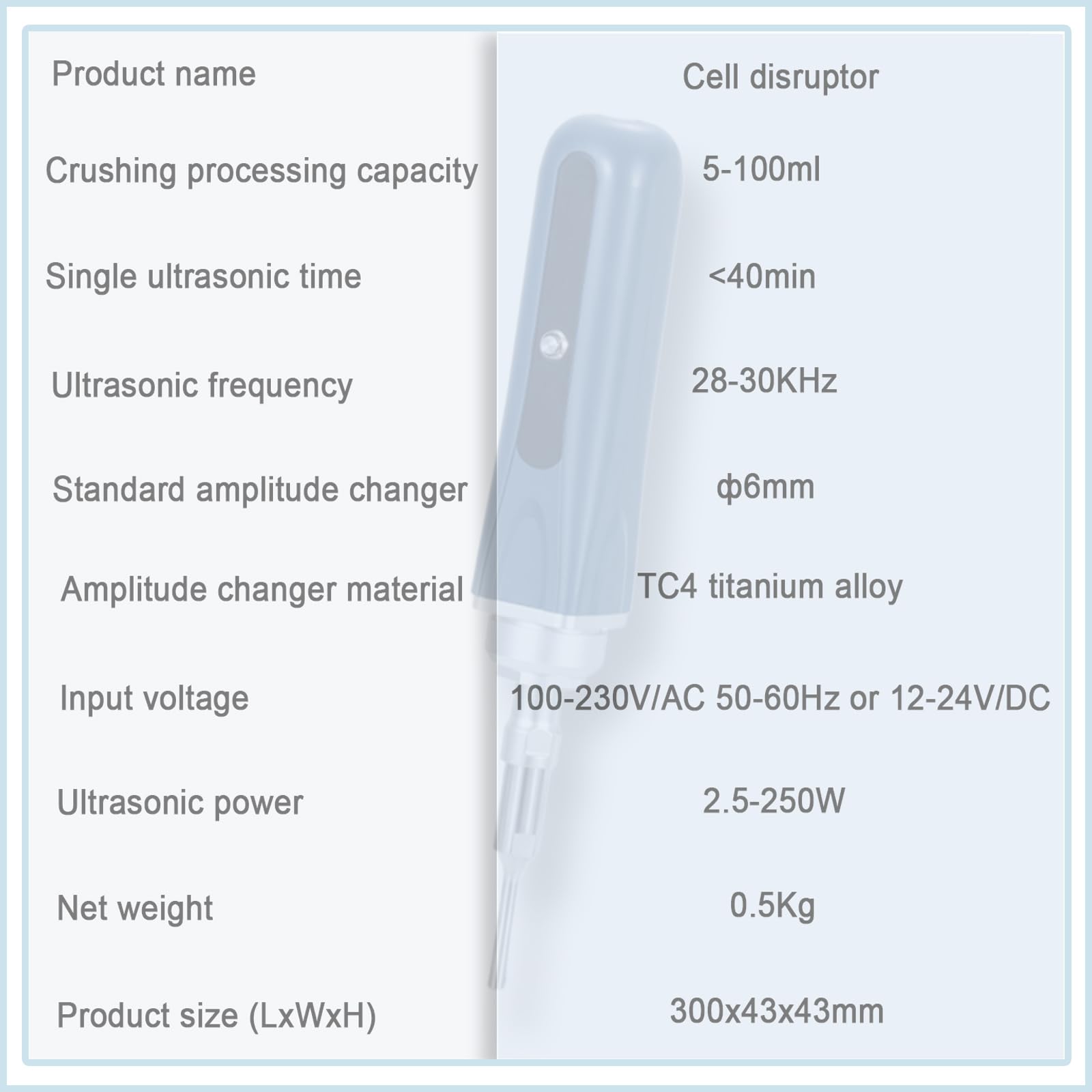 Ultraschall-Homogenisator-Emulgator, 28-30 kHz Laborsonicator-Prozessor für Zellstörungen und Mischen in Laboranwendungen, inklusive Titansonde
