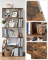 Vista 6 de VASAGLE Bookcase, 5-Tier Bookshelf, Display Shelf and Room Divider, Freestanding Decorative Storage Shelving, Rustic Brown ULBC62BX, 27.6”L x 9.4”W