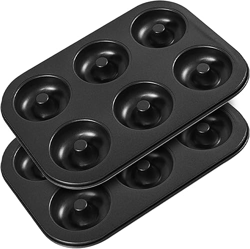 Shudyear 2 piezas 6 cavidades antiadherente molde para hornear donas, molde de dona, molde para hornear donas. Adecuado para horno