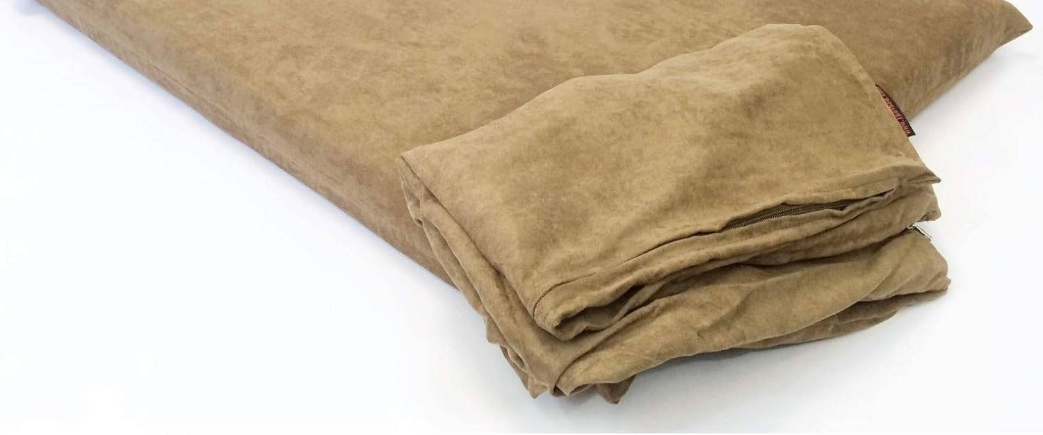 Luxurious Comfort Pet Dog Bed External Cover for Small and Large Dogs - Cover ONLY (47"x29" (45"x27"x3"), Suede - Brown)