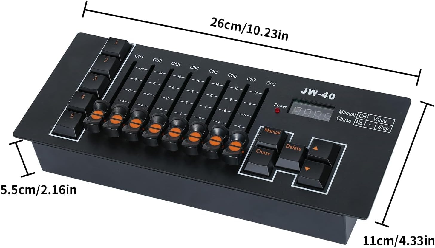 D-MX Controller 40 CH D-MX 512 DJ Controller con batteria integrata, D-MX mixer per illuminazione palcoscenico, DJ, Moving Heads, bar, discoteche, Live Shows, feste