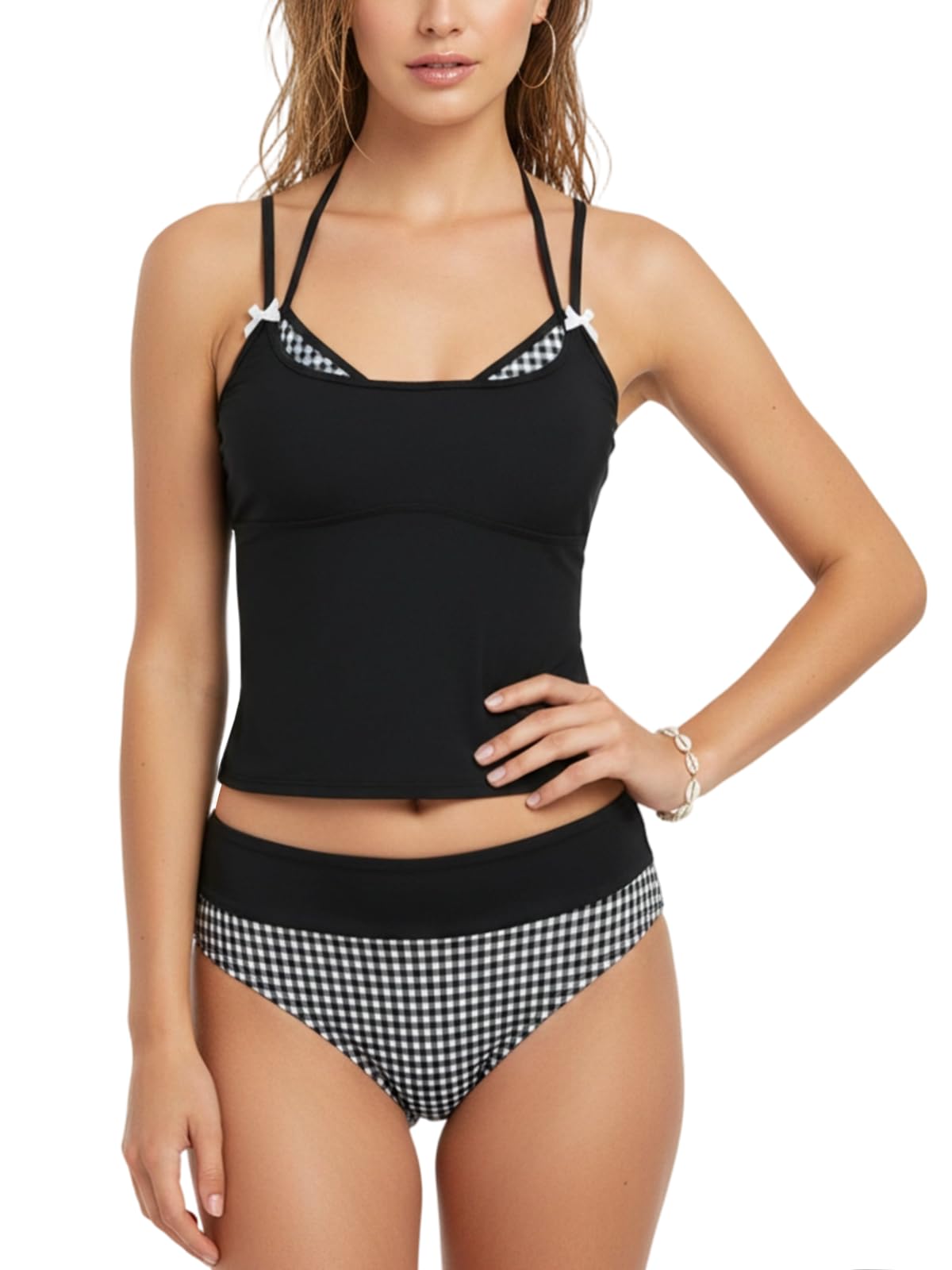 Photo 1 of Rosegalette Gingham Patchwork Tankini Set