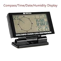 Vista 4 de Termómetro digital para coche negro con retroiluminación azul brújula reloj con LCD grande 3.9 pulgadas