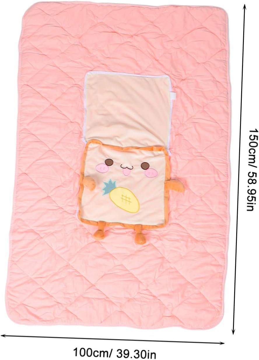 Sosoport Cute Toast Bread Pillow with Blanket Kawaii Stuffed Plush for Adults Supportive Cushion for Naps Car Office Home Pillow Blanket