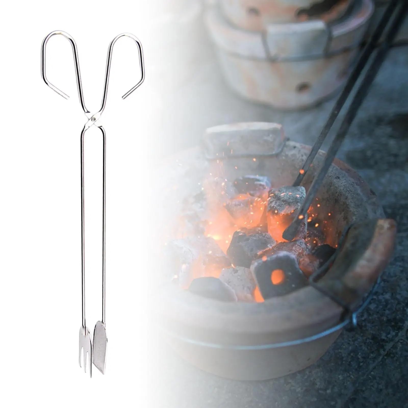 Pinze per Fuoco Pinze per Carbone per Barbecue Pinze per Legna da ardere multifunzionali Pinze per Legna da ardere da 10,04 Pollici