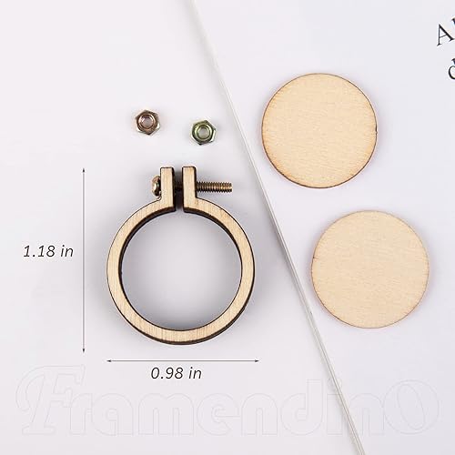 Miniatura 2 de Framendino, Paquete de 40 mini aros de bordado, anillos pequeños, anillos redondos de madera, aros redondos de punto de cruz para marco,
