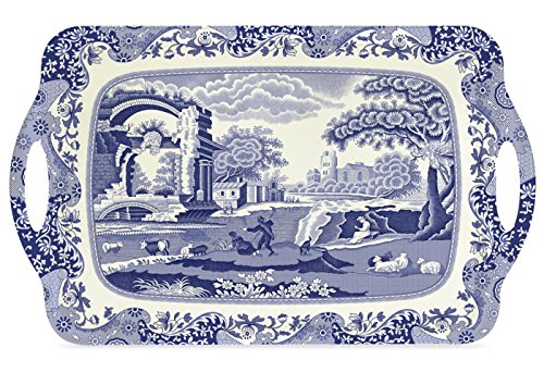 Pimpernel Spode Blue Italian Collection Large Handled Tray | Serving Tray for Lunch, Coffee, or Breakfast | Made of Melamine for Indoor and Outdoor use | Measures 18.9 Pimpernel Spode Blue Italian Collection Large Handled Tray | Serving Tray for Lunch, Coffee, or Breakfast | Made of Melamine for Indoor and Outdoor use | Measures 18.9