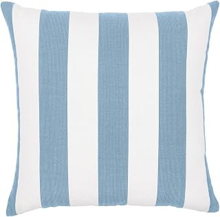 Sherry Kline Cabana Stripe Outdoor Throw Pillow Set of 2, 18x18 Inch Knife Edge Reversible Decorative Cushions, Indoor Outdoor Patio Accent Pillows, Made in USA - Green/White
