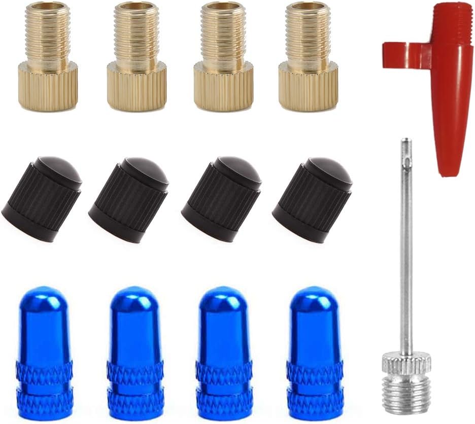 Kuki sports Car Bike Bicycle Tire Valve Stem Caps Adapters