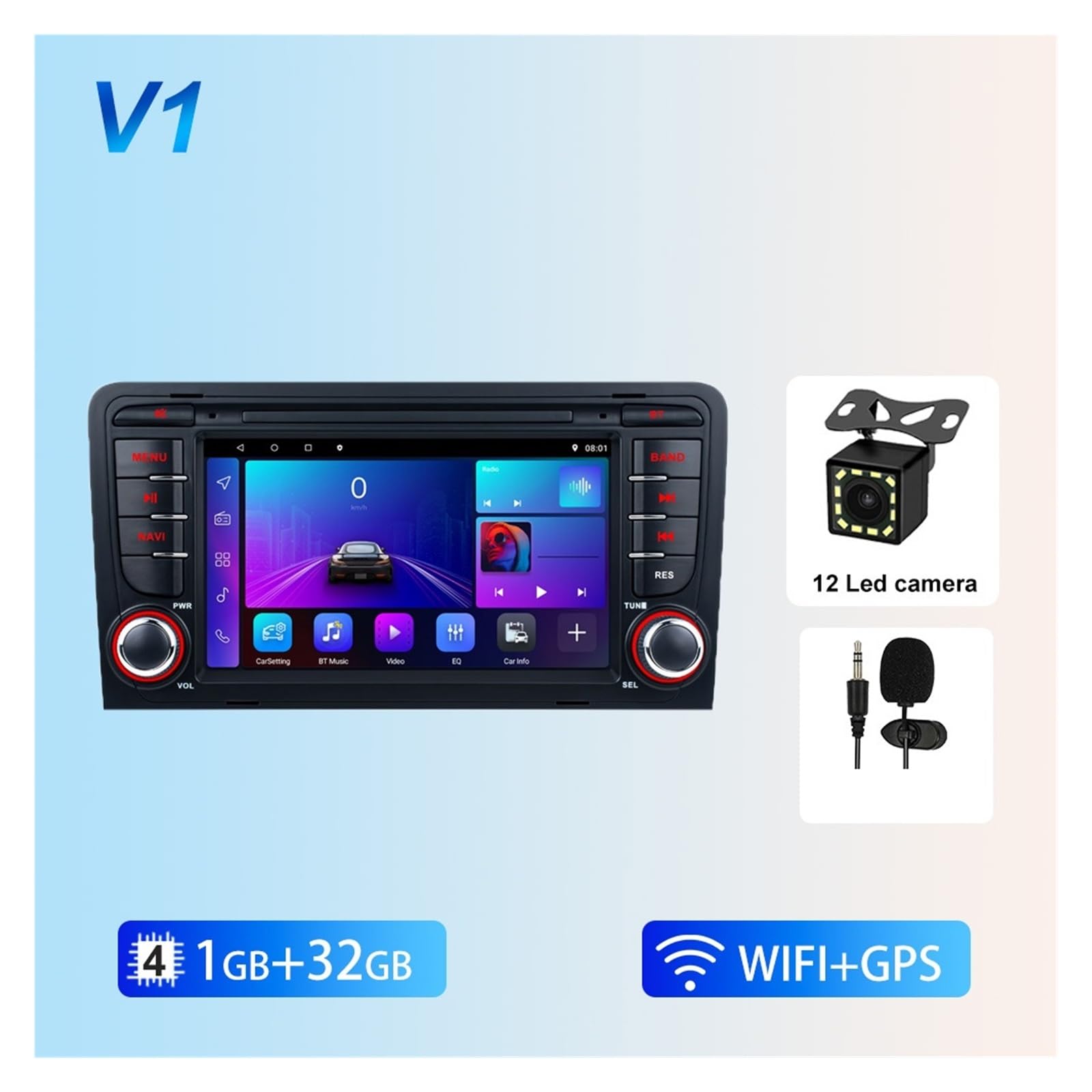 Nawigacja satelitarna Radio Multimedia Wideo Stereo Nawigacja GPS(1-32G 12LED)