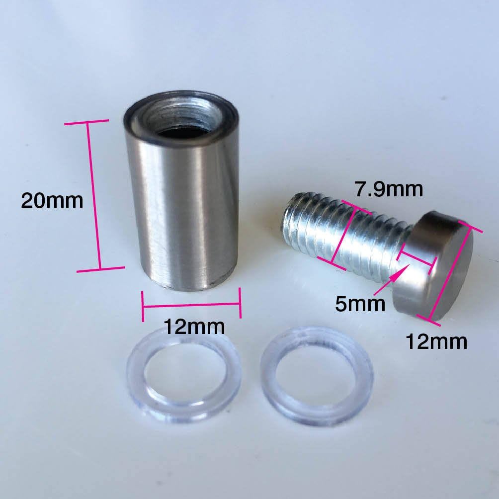 10 Pack Stainless Steel Stand Off Fixings Bolts Mount Standoffs House Sign Advertisement Screws Glass 12x25mm