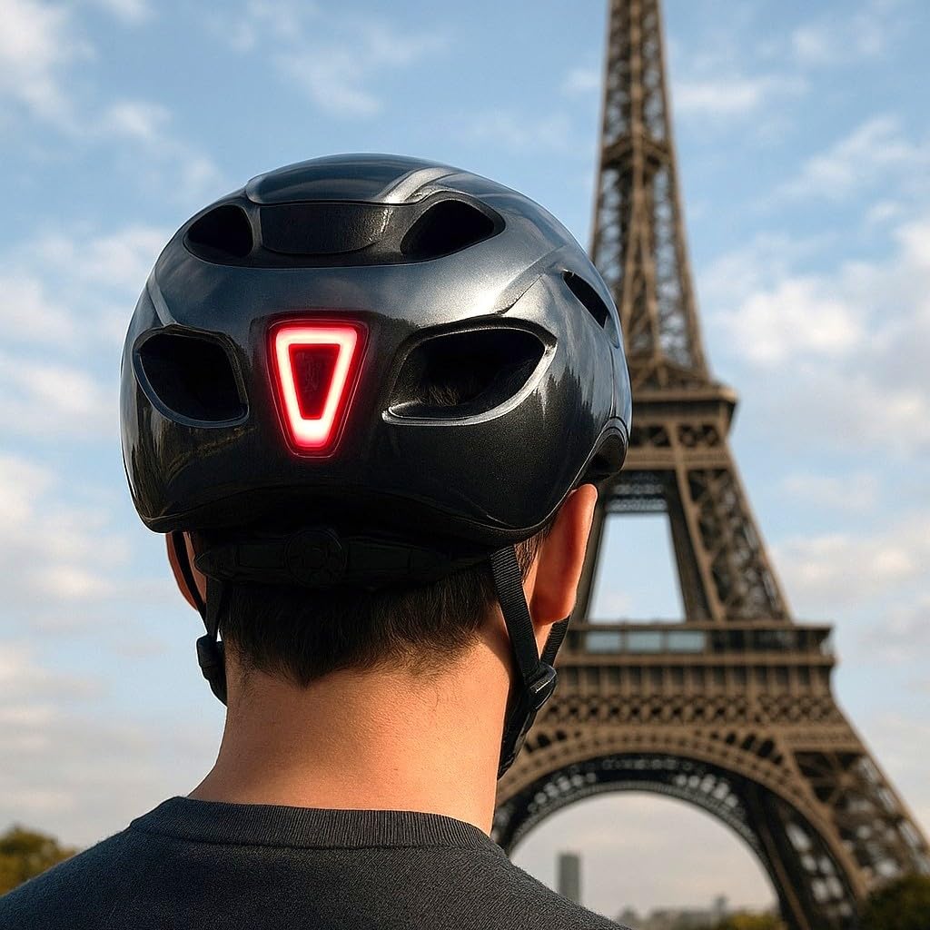 Casque LED VTT Vélo Trottinette Électrique Rechargeable Multisports Noir pour Homme Femme