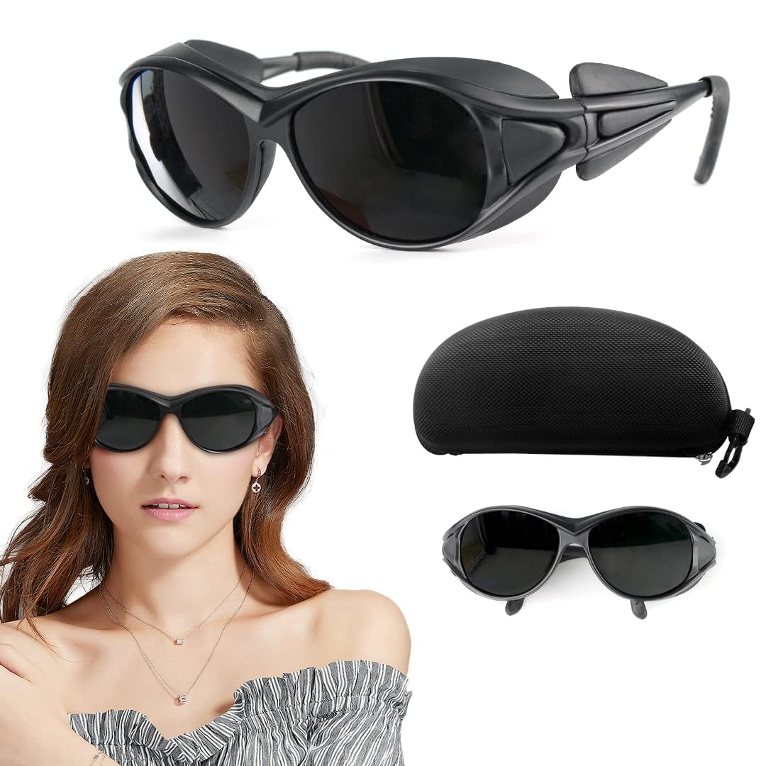 Red Light Therapy Glasses, Laser Safety Glasses IPL 200-2000nm, UV Blocking Protective Goggles Eyewear for Hair Removal Treatment and Laser Cosmetology Operator Eye Protection Adjustable Temple