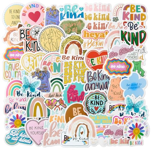 Frienda 98 Pcs Be Kind Stickers Pack Kindness Stickers Friendly Waterproof Vinyl Decals Kindness Decals Motivational Encouraging for Laptop Scrapbooking Journaling Notebook Party Supplies