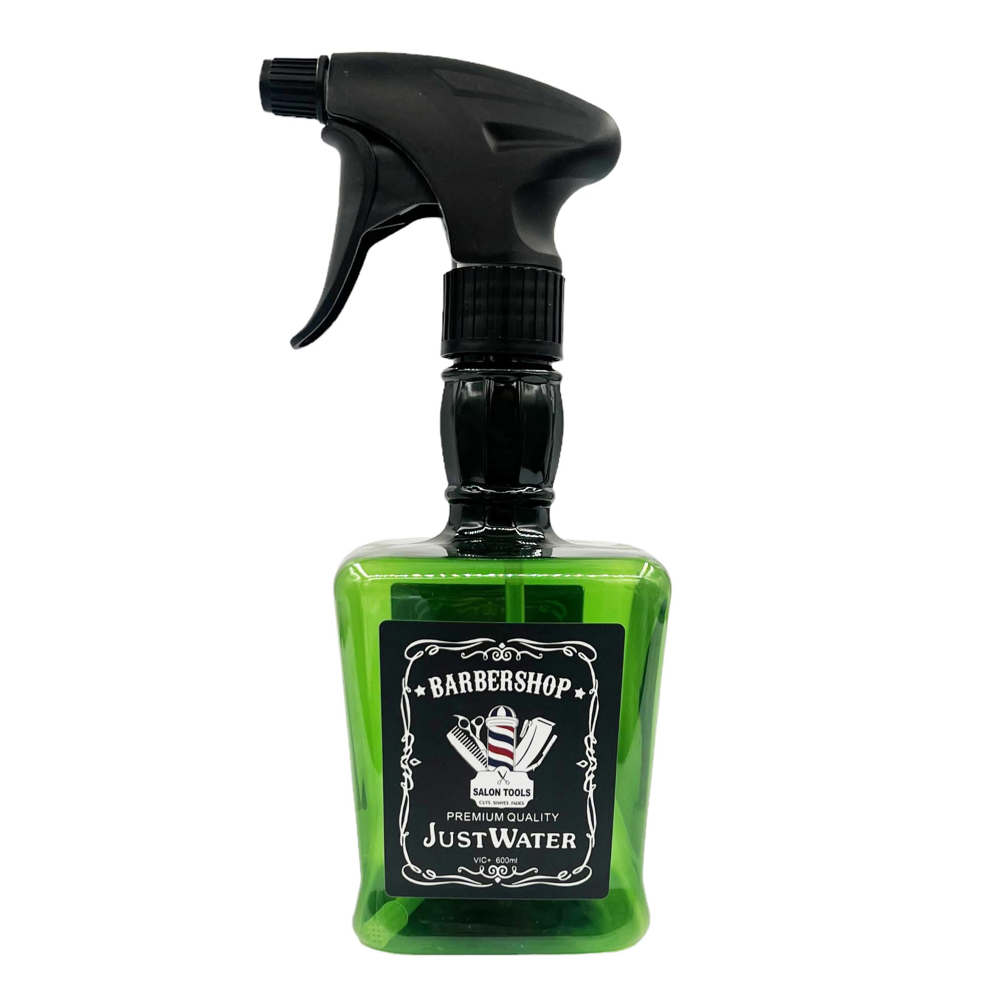 Eson Hair Water Spray Bottle 600ml, Whisky Style Spray Bottle for Hair, Cooling Barber Salon Hairdresser, Mist Sprayer,Retro Stylish, Empty Refillable Sprayer for Shaving and Cleaning 600ml (Green)