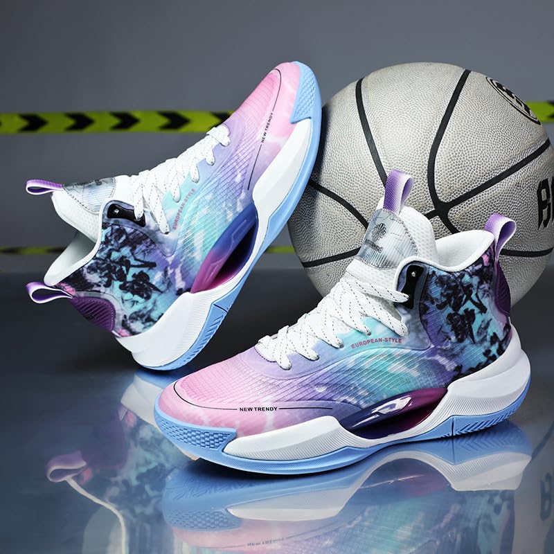 Scarpe da Basket Alte da Uomo, Antiscivolo, Stivali Sportivi da Allenamento con Impugnatura a Rimbalzo Imbottiti e Resistenti all'Usura