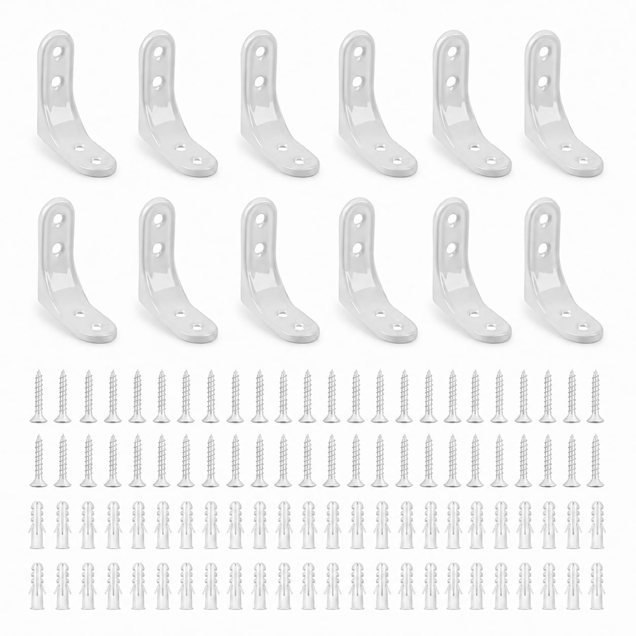 12PCS White Steel Floating Shelf Brackets & Supports 2x2 Inch