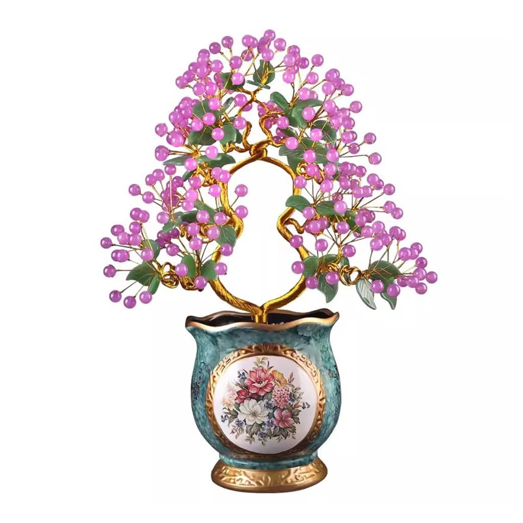 AYCDL Simulation Tree Potted Plant Chalcedony Jade Carving Crafts Jade Living Room Decoration Bedside Cabinet Entrance Tv Cabinet Jade Decoration Artificial Bonsai Tree