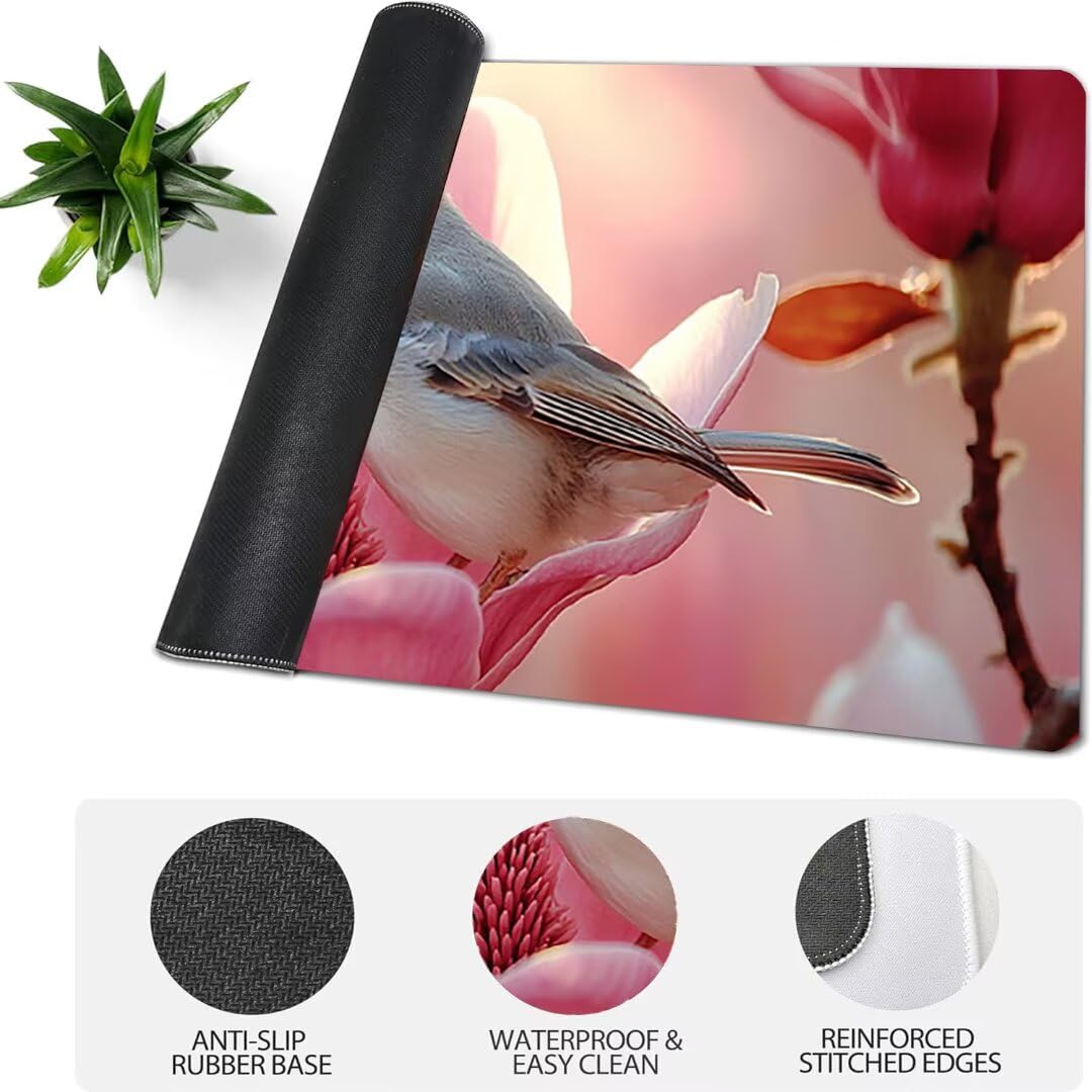 Podkładka pod mysz do gier XXL ze zwierzętami kwiatowymi, podkładka pod mysz XXL - 1400 x 600 x 3 mm, podkładka pod mysz matowa, bardzo duża z tkaniny, antypoślizgowa podstawa, dla graczy, osobista