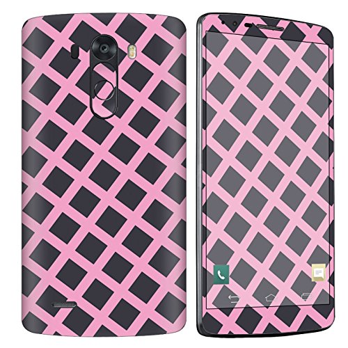 [NakedShield] SkinScratch Guard Vinyl Skin Decal [Full Body Edge] [Matching Wallpaper] - [Pink Plaid ] Compatible for LG [G3]