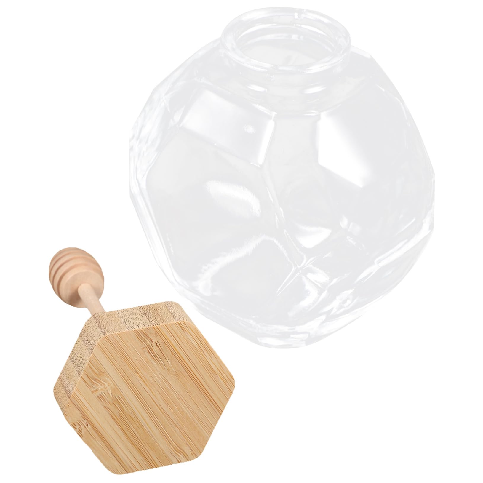 CIYODO Glass Honey Jar with Lid Dipper Honey Dispenser Container for Easy Pouring Storage for Honey Sugar Salt Easy to Clean Use