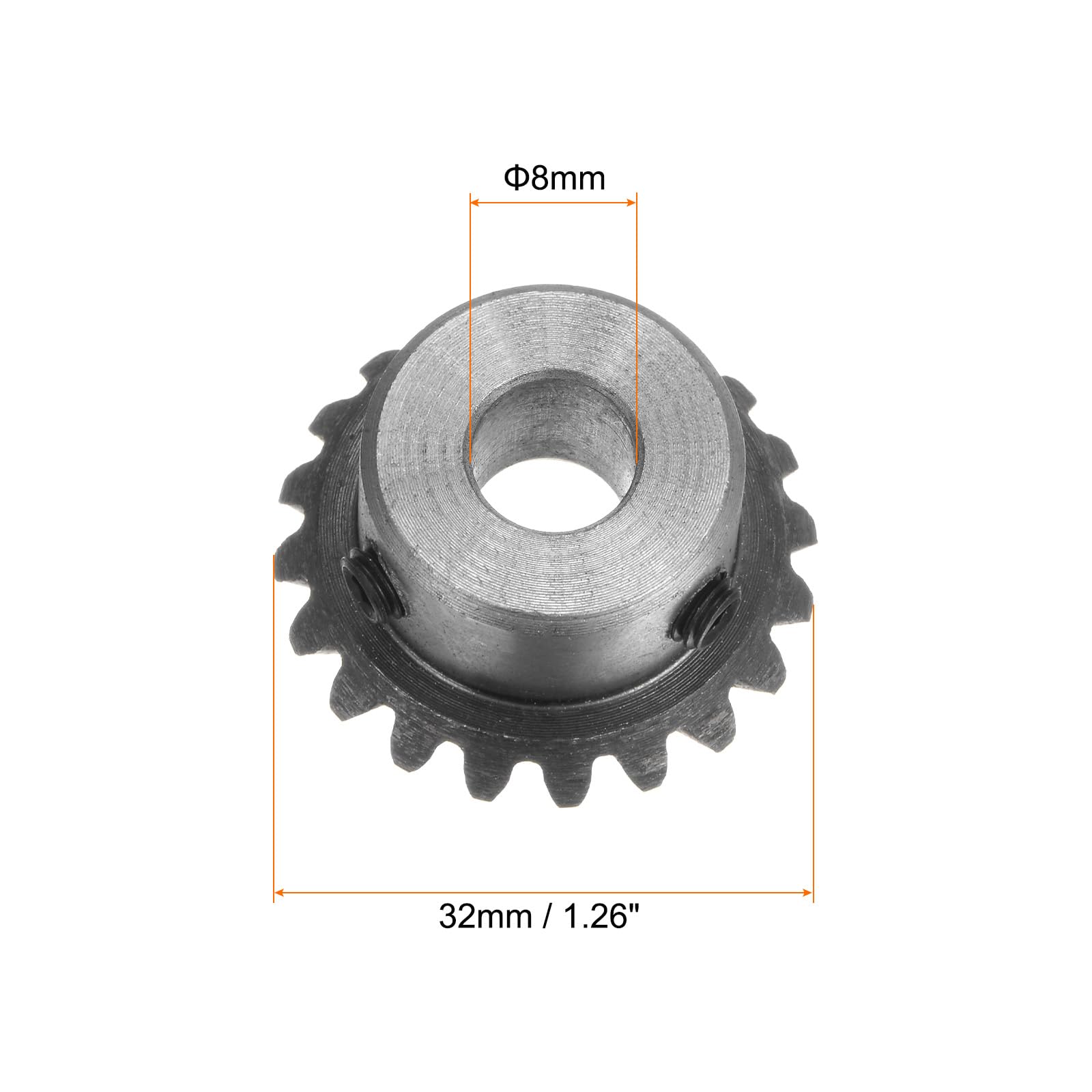 sourcing map 2pcs Biseau Engrenage 1,5 M 20 Dents 8 mm Arbre Trou 1:1 Conique Conique Pignon Engrenage 45# Acier 1.5 Module 90 Degré Direction Engrenage avec M5 Fixation Trou