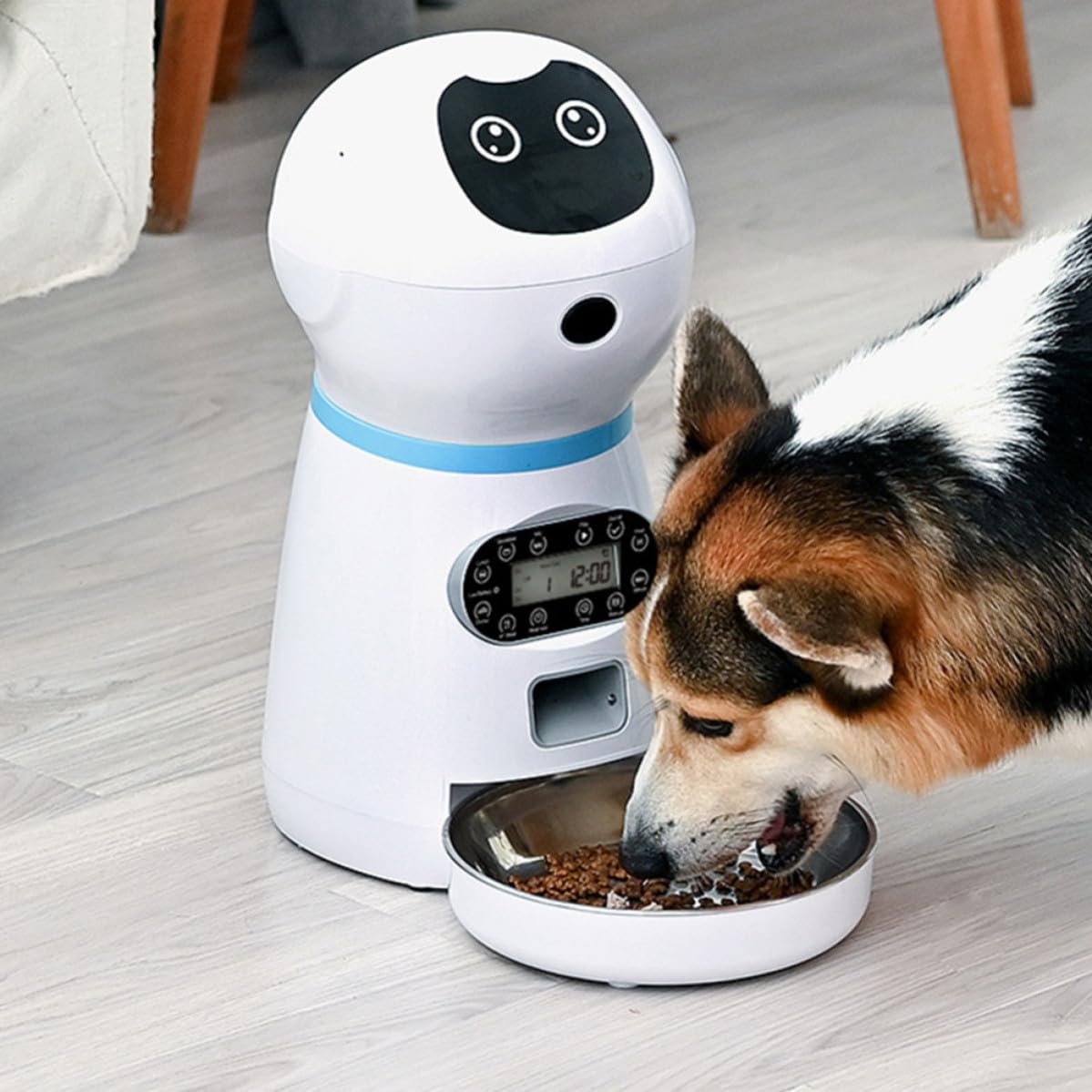 Lurrose 1juego Comedero Inteligente para Mascotas Temporizador con Grabación de Voz Dispensador Automático para Gatos Perros con Control Porciones Programado sin Batería