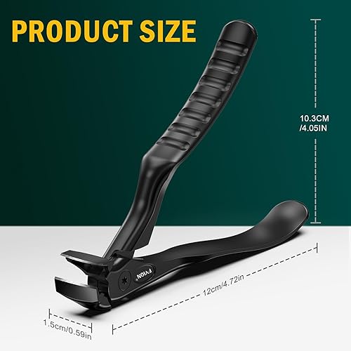 Miniatura 7 de FVION Cortaúñas para personas mayores, cortaúñas de cabeza en ángulo de mango largo mejorado para uñas gruesas de los pies y uñas (negro)