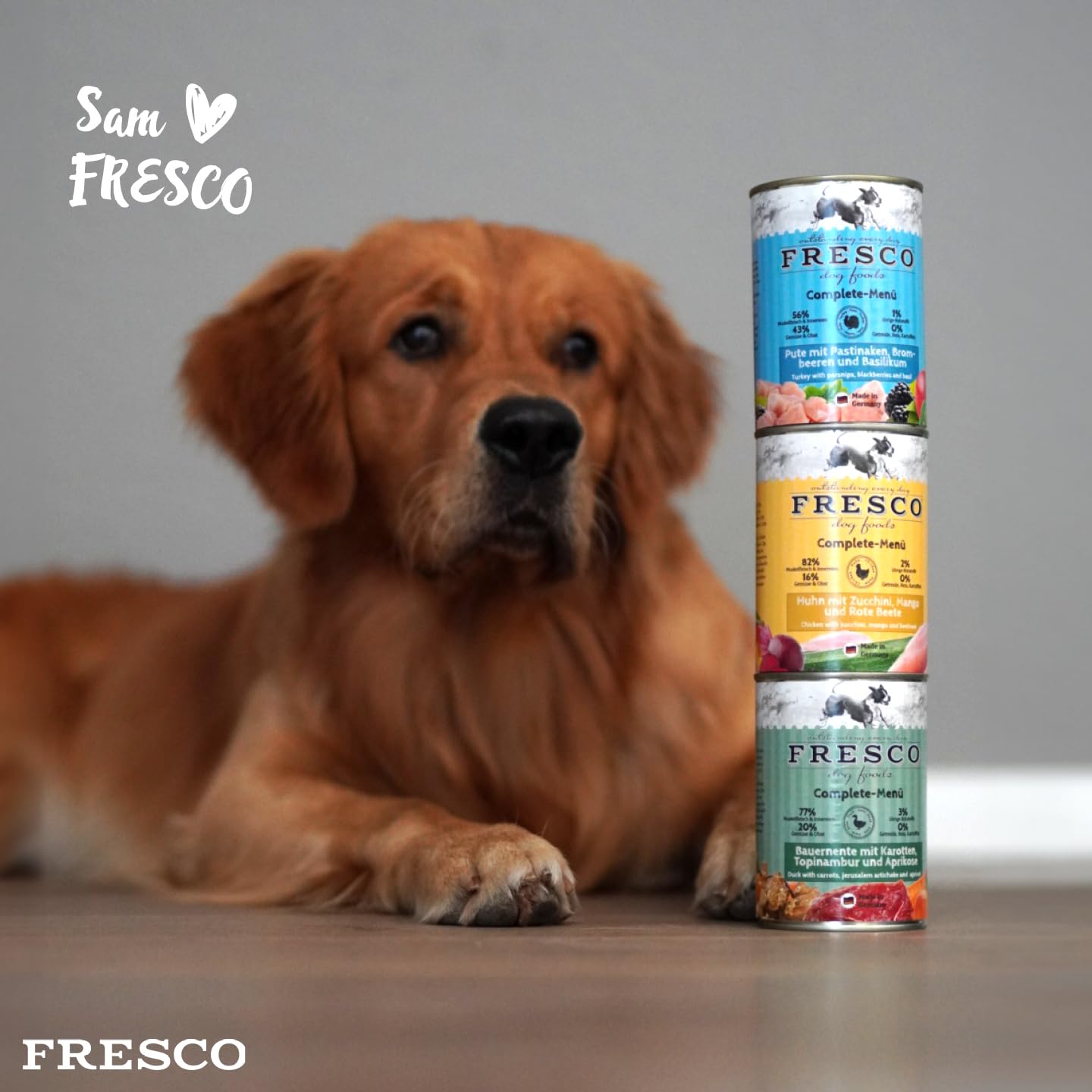 FRESCO Dog NassBarf Hirsch mit Zucchini, Amaranth & Rote Beete 12 x 400g | Hundefutter Nass getreidefrei | Mono-Protein & 75% Frischfleisch | Barf Nassfutter für Hunde ohne künstliche Zusätze