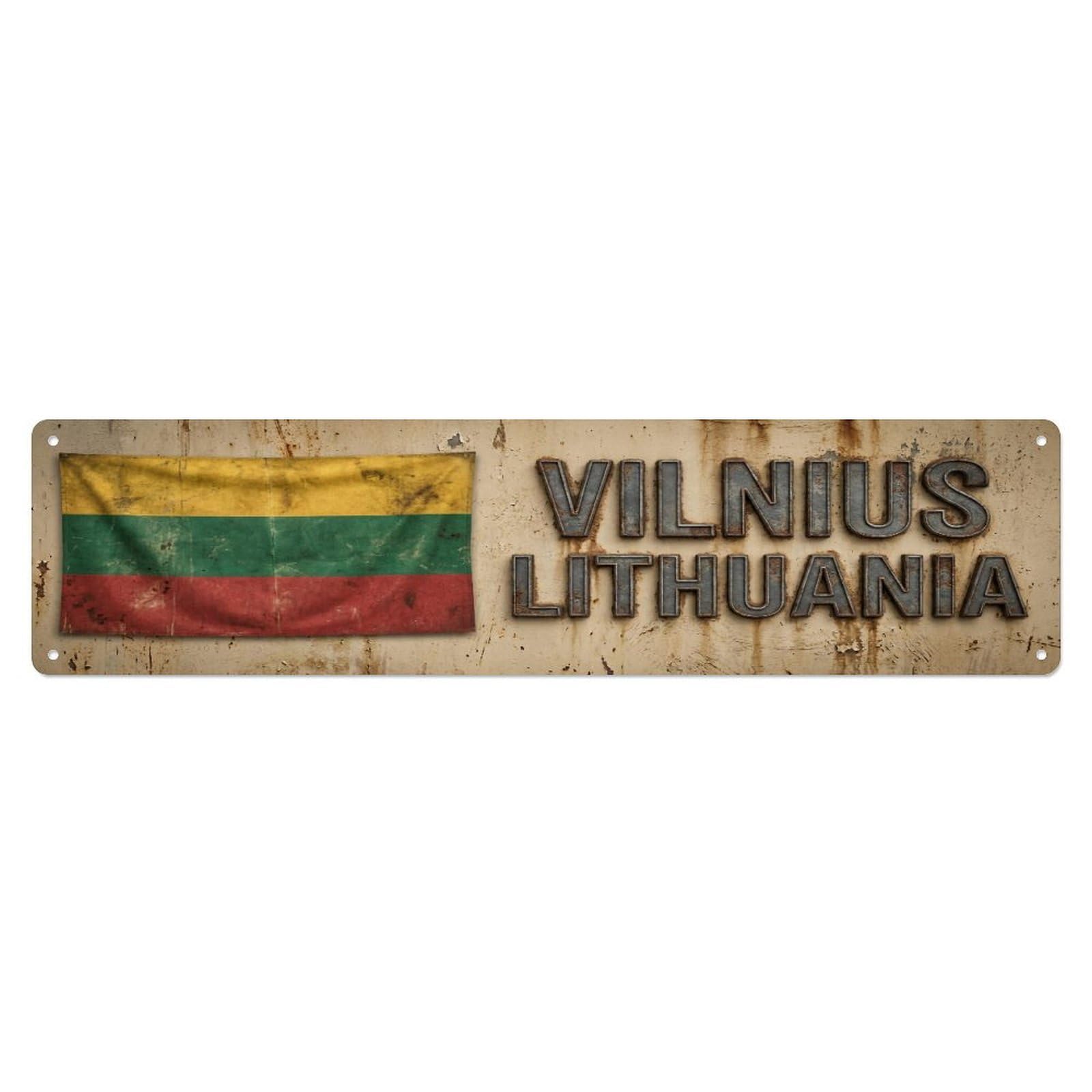 Tgrcjimh Style Metal Tin Sign Vintage Vilnius Lithuania Flag Decor Rustic Travel