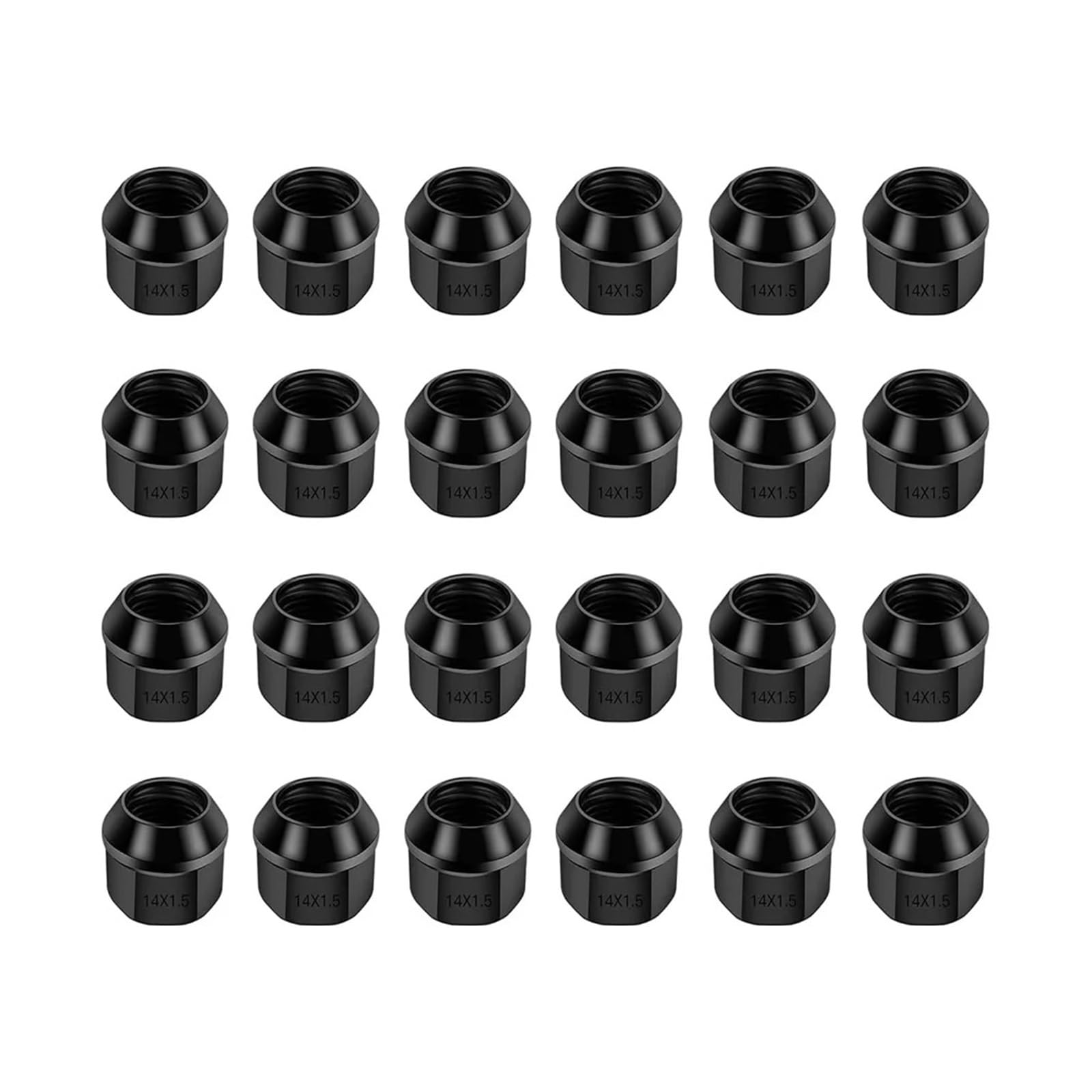 20 szt. Czarne nakrętki do kół z otwartym końcem wysokość 21mm nakrętki z końcówką 1/2-20,m14x1,5,m12x1,5,m12x1,25 klucz 19mm(1-2-20)