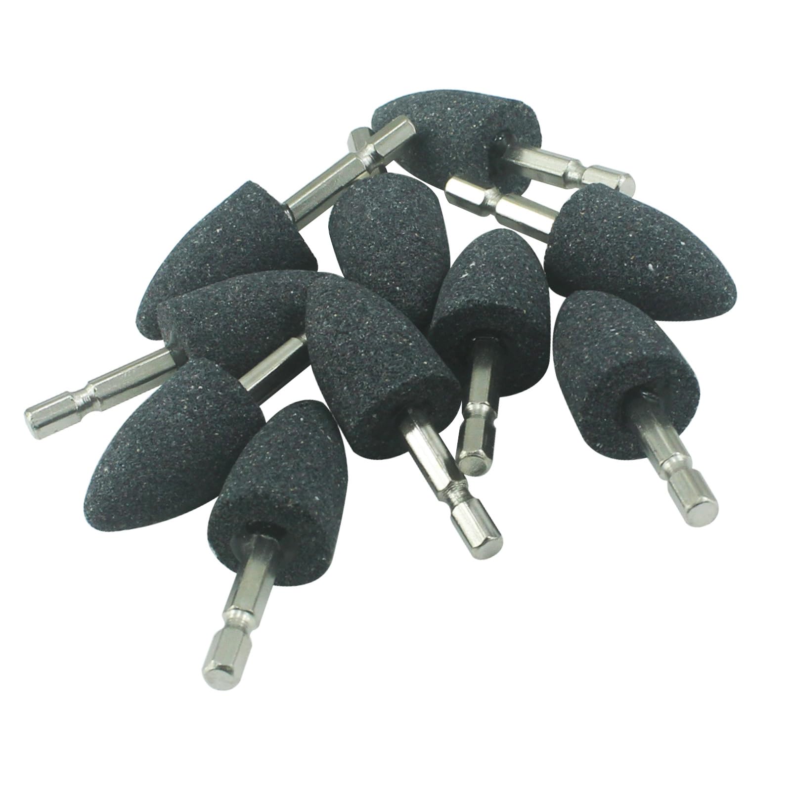 𝐉𝐔𝐍𝐋𝐈𝐗𝐍 10 Pcs 25 mm Bullet Shape Rotary Grinding Stone - 1/4 Inch Hex Shank Abrasive Stone Mounted Grinding Point for Drill