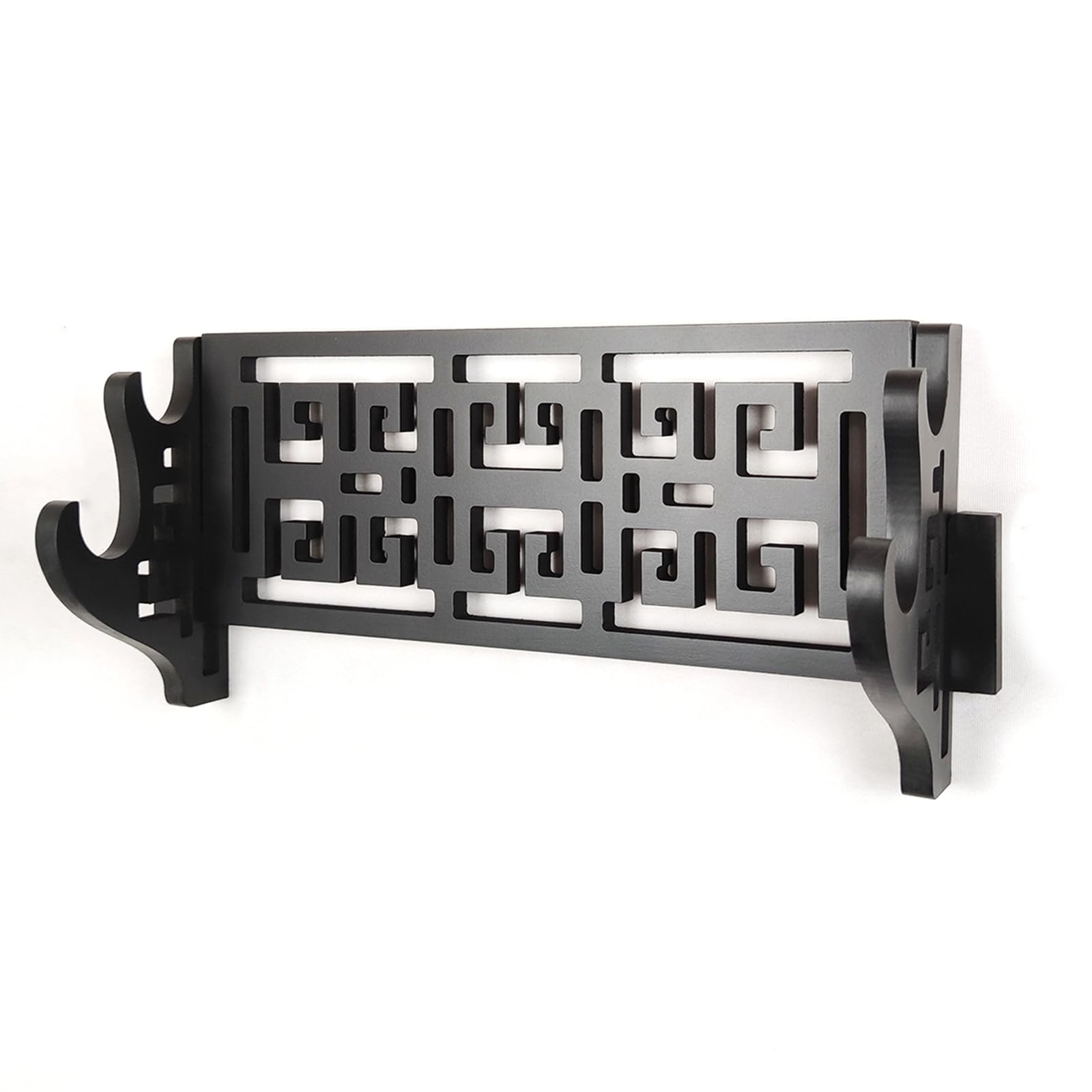 Hjhuua Black 1 1-4Tier/Black Wall-Mounted Sword Stand,Hollow Sword Rack,Multi-Function Decorative Stands,Wooden Sword Display Rack For Katana,Flute,Samurai Sword,Bokken