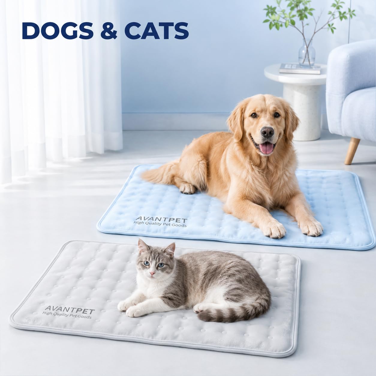 Tapis rafraîchissant en gel non toxique pour chien Bleu ciel | Gel non toxique de qualité alimentaire, inhibition brevetée de 99 % des moisissures, surface imperméable réversible