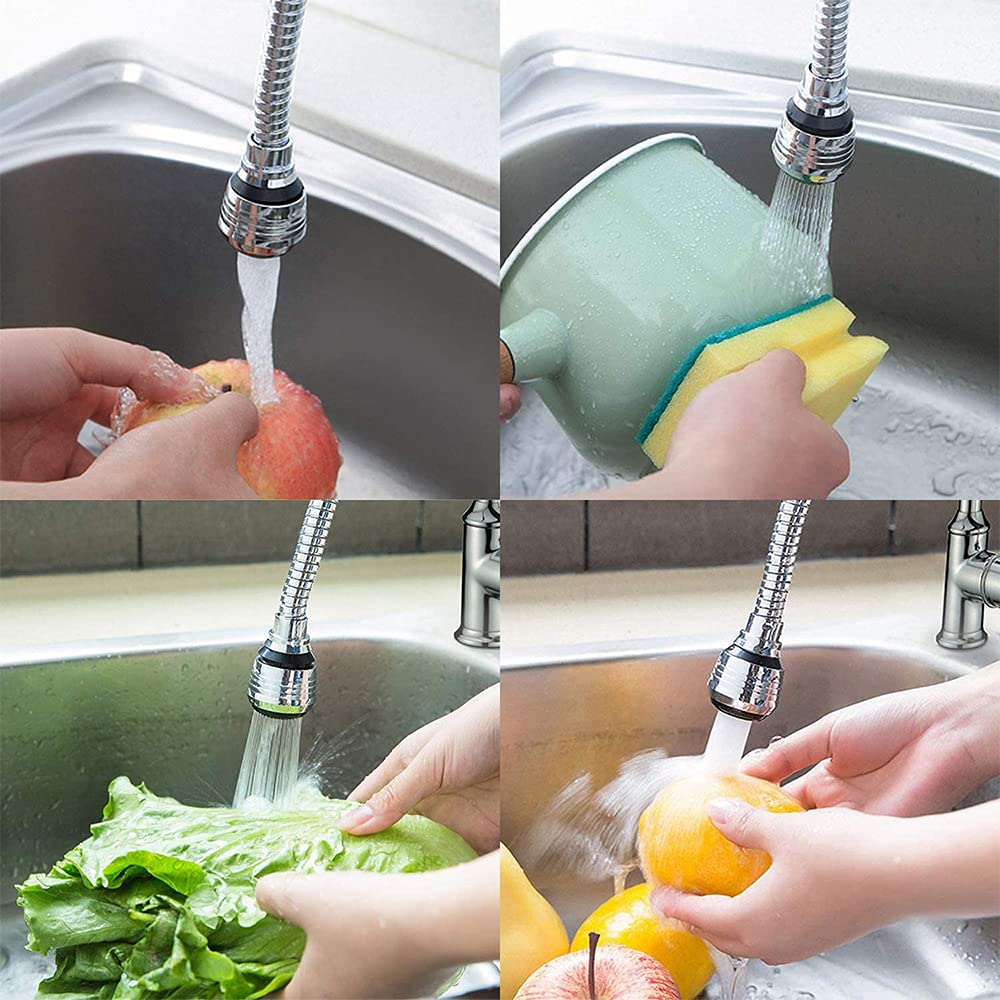 2 Piezas Aireador Flexible de Grifo,Boquilla de Grifo con Tubo de Extensión, Manguera Aereador,cabezal Giratorio de 360 Grados,para Regulador de Chorro Cocina,Baño