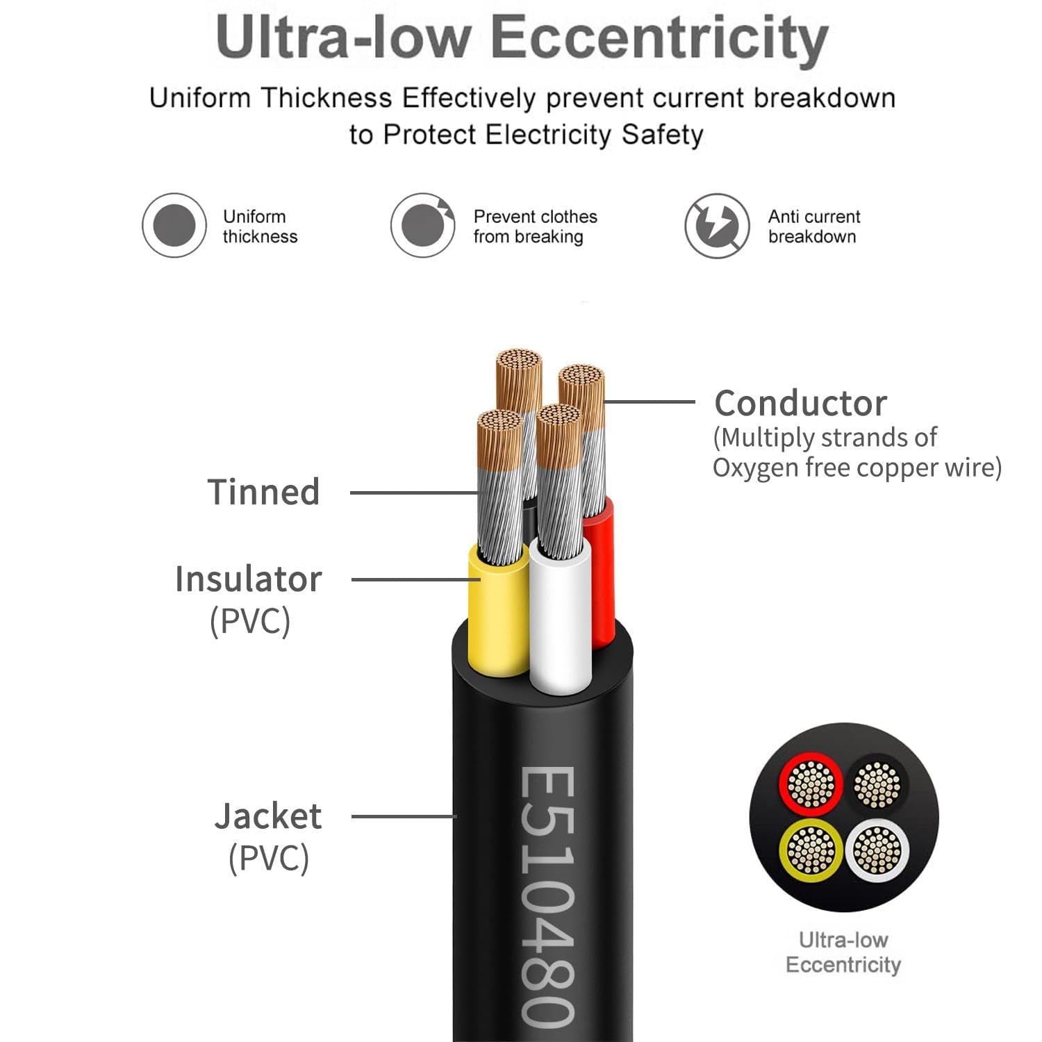 Cable eléctrico de 20 AWG, 4 x 0,5 mm², 4 núcleos, 12 V, 24 V, 100 pies/30 m, calibre 20, 4 conductores, cable trenzado de cobre estañado de PVC, cables dobles para iluminación LED, cable al aire