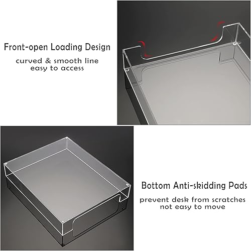 Miniatura 3 de BTSKY Bandeja multiusos A4 para archivos, organizador de acrílico transparente, elegante, tamaño carta, documentos, revistas, archivos, cesta