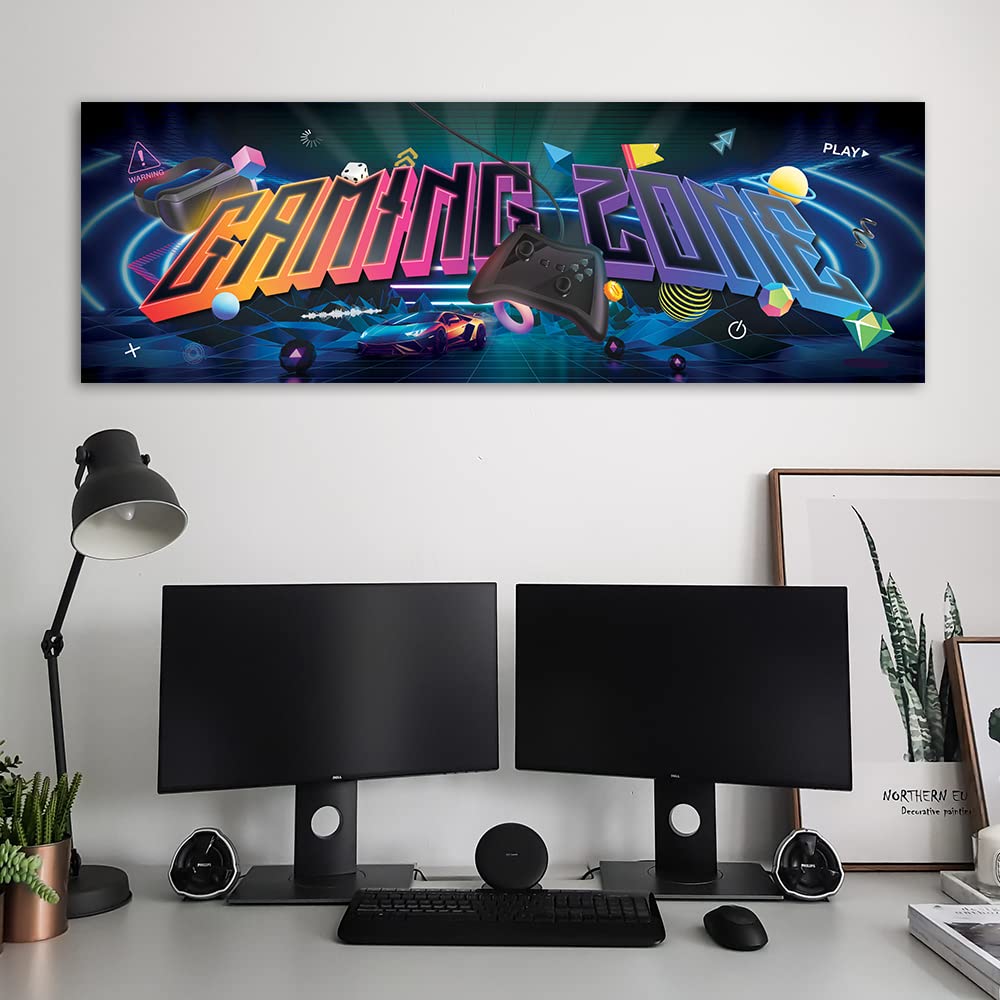 Feeby Cuadro en Lienzo Para Jugadores Videojuegos 90x30 cm XXL 1 Pieza Modernos Impresión Artística Calidad fotografica Imagen Decoración De Pared Salon Dormitorio Abstracto Gaming Play Multi