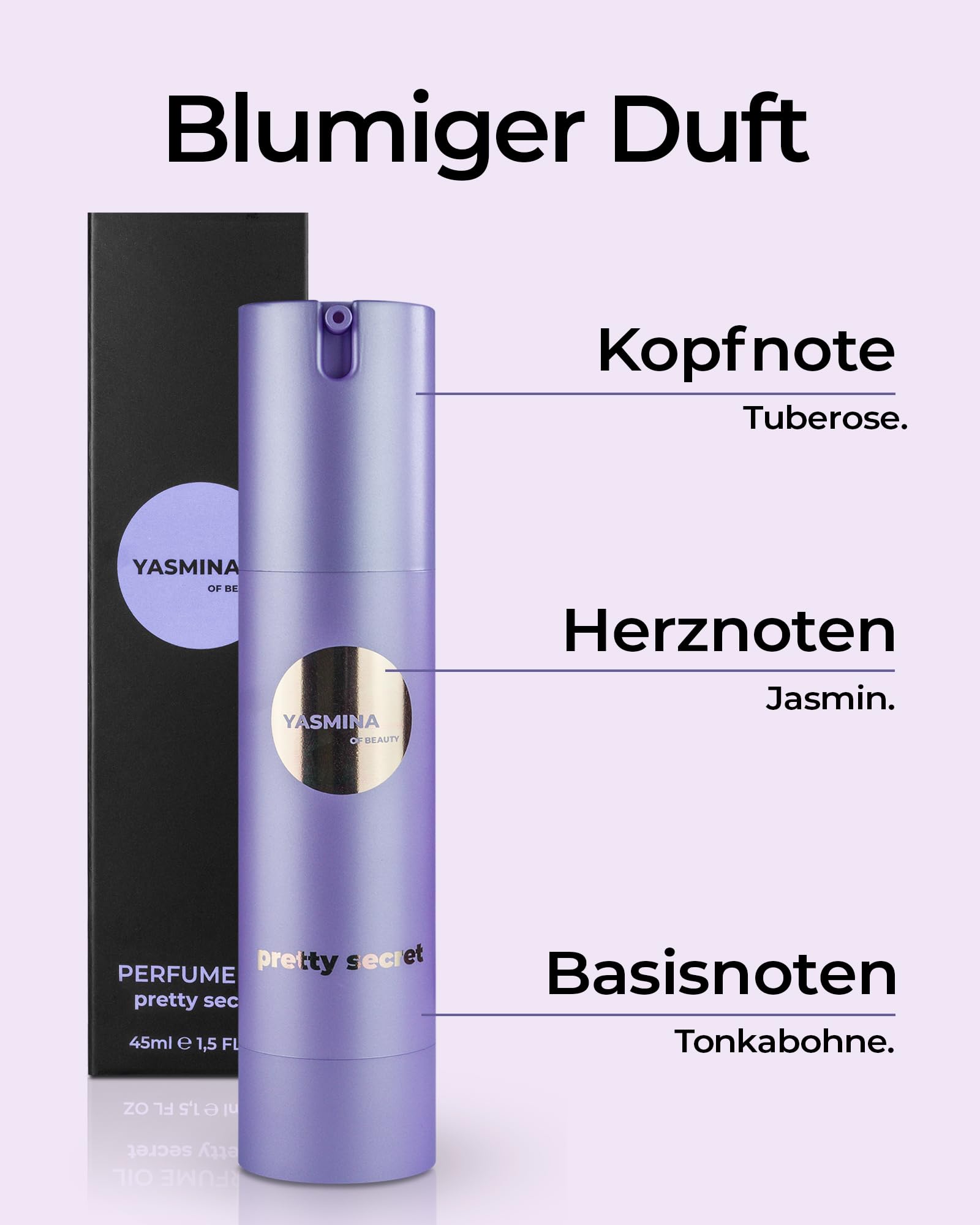 Pretty Secret Parfum Oil dla kobiet – perfumy damskie – intensywny i elegancki kwiatowy zapach – 100% bezalkoholowe – pielęgnujące olejki eteryczne
